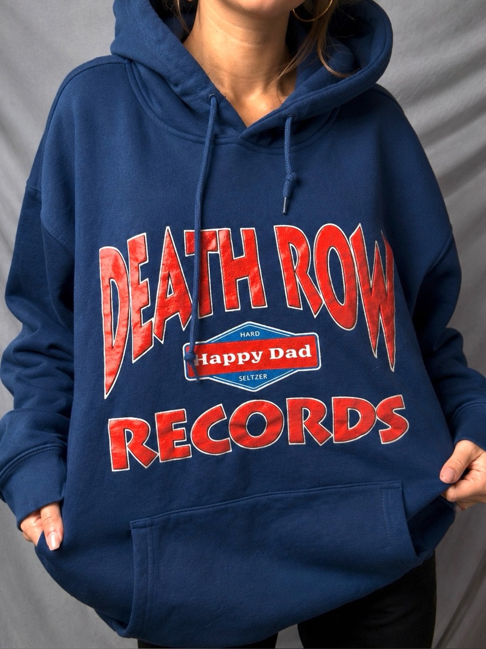 Death Row Records Navy Hoodie with Red Logo - Unbranded